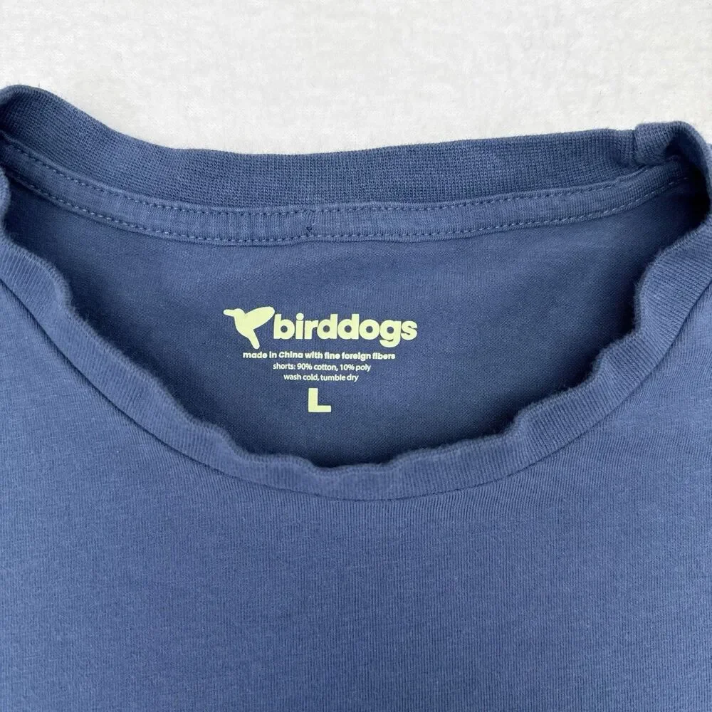 Birddogs Shirt Mens Size Large‎ Blue Long Sleeve Tee Stretch Casual Chest Pocket